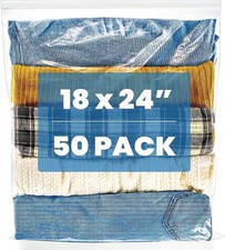 50 Pack Extra Large Plastic Zipper Bags 18 X 24 Clear Storage Resealable 5 Gal picture
