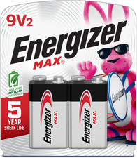 MAX 9V Batteries (2 Pack), 9 Volt Alkaline Batteries - Packaging May Vary picture