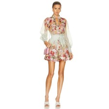 ZIMMERMANN Wonderland Floral Print Mini Skirt Poppy Ombre Size 0P 0 Petite picture