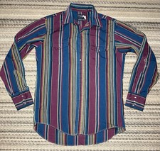Vtg Wrangler Pearl Snap Brushpopper Shirt 15 1/2-34 Western Rodeo Cowboy Medium picture