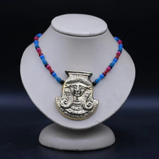 Authentic Ancient Egyptian Antiquities Hathor Amulet Rare Necklace Egyptian BC picture