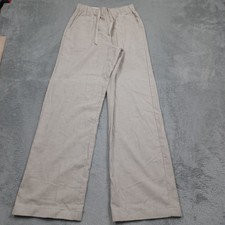 Uniqlo Pants Womens XS Beige Wide Leg Cotton Drawstring Preppy NWT picture
