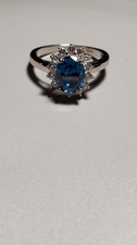 3.00 CT LAB CREATED BLUE SAPPHIRE & MOISSANITE 925 STERLING SILVER RING SIZE 8 picture