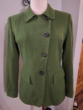 Vintage 90's Y2K Womens Kasper Tailored 100% Wool Green Blazer SZ 8 Petite  picture