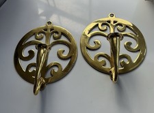 Pair-Vintage Solid Brass Wall Candle Sconces Made In India picture