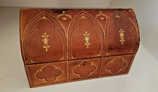 Antique Victorian, Georgian, Gothic Leather Cathedral Jewelry box  picture