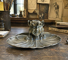 Rare Antique Art Nouveau Figural Inkwell / Desk Accessory Circa 1900 picture