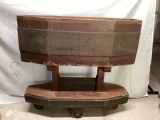 Antique Roving Wood Octagon Textile Cart Tub  Fall River Ma 1890s Only One Known picture