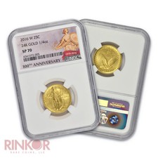 2016-W Gold 1/4oz Standing Liberty Quarter 100th Anniversary NGC SP 70 picture