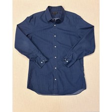Banana Republic Mens L Non-Iron Slim Fit Navy Geometric Cotton Shirt picture