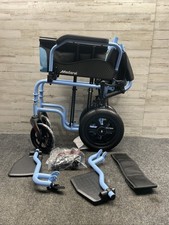 Medorol Blue Transport Wheelchair Lightweight Foldable RecliningM-LTWK02BLUE picture