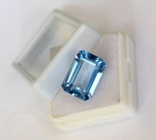 Brazilian Natural 14.15 Ct Blue Aquamarine Emerald Cut Loose Gemstone picture