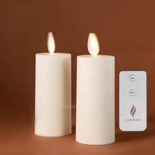 Set of 2 Luminara Flameless Battery Votive Candles with Remote Moving Wick Ivory picture