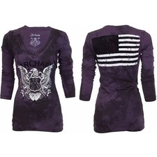 Archaic By Affliction Free Air XL Purple Black Long Sleeve Graphic T-Shirt Y2K picture