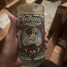 Vintage Dr Pepper King Of Beverages Stain Glass Style Advertising Glass Tumbler picture