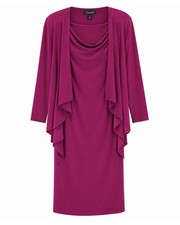Connected Women's Purple Solid Cowl Neck Sheath Knee Dress 3/4 Sleeve M picture