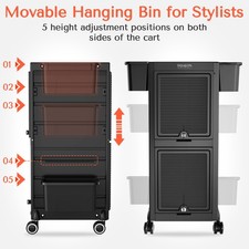 Professional Rolling Salon Cart, 6-Drawer Storage Trolley with Tool Holders picture