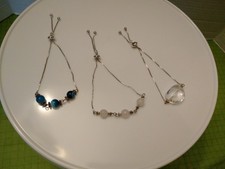 Jewelry Lot Of 3 Bracelets New Adjustable Silver Chain Handmade picture