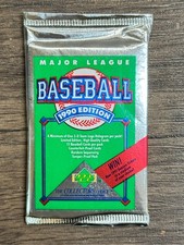 One (1) Pack 1990 Upper Deck MLB Baseball Cards Sealed Unopened Wax Pack picture