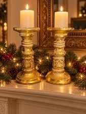 Pair of Vintage Gold LEAF Candle HOLDERS  picture