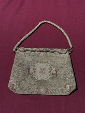 Vintage Freddy Tapestry-Style Floral Microbeaded Purse Made in France picture