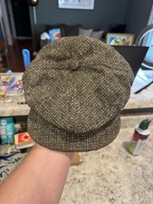 Vintage 1940s Handmade Salt And Pepper Wool Newsboy Cabbie Cap Hat Size S 6 3/4 picture