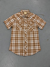 Wrangler Men s M Brown Plaid Pearl Snap Western Short Sleeve Shirt NWT picture