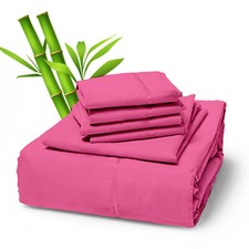 6 Piece Premium Bamboo Sheet Set, Deep Pockets, 50 Colors, 2200 Count, Soft picture