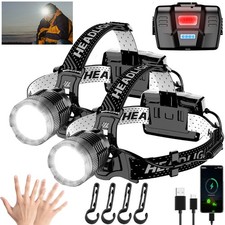 2x 9900000LM Super Bright LED Headlamp Rechargeable Motion Sensor 30W Head Torch picture