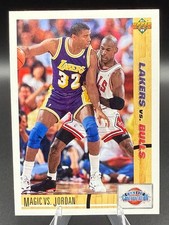 Michael Jordan vs Magic Johnson 1991-92 Upper Deck Basketball #34 Bulls - 606 picture