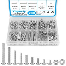 200pcs #8-32 Phillips Pan Head Machine Screws Nuts Washers Assortment Kit,304... picture