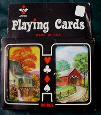 VINTAGE AARCO BRIDGE PLAYING CARDS 2 DECKS COUNTRY SCENES CARDS SEALED picture