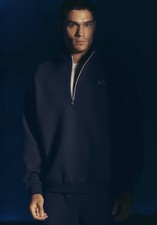 Alo Yoga Accolade Fleece Mens Medium Navy Blue 1/4 Zip Pullover & Pants Set picture