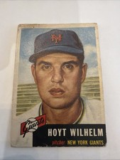 1953 Topps - Hoyt Wilhelm #151 Bio Information is Black Low Grade (Crease) picture