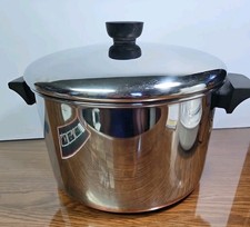 Vintage Revere Ware 6 Qt Stock Pot w/Lid and FLAT Copper Bottom  Made In Clinton picture