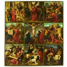 Expertise ca. 1840 – Painting / Icon “The Way of the Cross”, oil 42.9x38.0 in picture