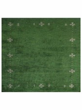 Hand Knotted Gabbeh Silk Mix 10'x10' Square Area Rug Contemporary Green BBLSM516 picture