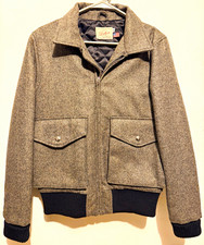 Dehen 1920 Men’s Gray Herringbone Wool Zip Front Jacket Lined Size S picture