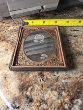 Antique 1850s Daguerreotype Older Woman Bonnet Hand Tinted Cased Portrait picture