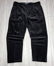 Vtg Ralph Lauren Polo Andrew Corduroy Pant Men 40x30 Black Pleated 90s Trousers picture