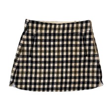 J.Crew Check Wool Mini Skirt 12 Ivory Black Chartreuse Academia Fall Preppy picture