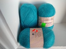 LOT 3 Skeins Vintage Beacon Mohair Yarn - Turquoise picture