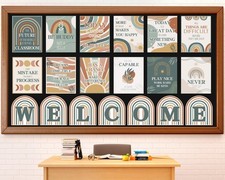 19pcs Boho Welcome Classroom Posters Rainbow Bulletin Board Decoration Motiva... picture