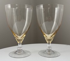 Antique Fostoria Topaz Yellow Fairfax Ice Tea Glasses Set of 2 Made in USA 1920s picture