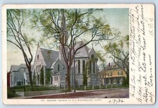 c1906 Waterbury Connecticut CT Vintage Postcard Trinity Church Building Posted picture