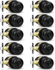 Estmoon 10 Pack Privacy Door Knobs for Bedroom Bathroom, Matte Black Door Handle picture