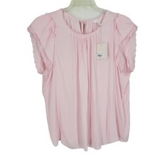 LC Lauren Conrad XL Pink Blouse Ruffle Flutter Sleeve Romantic NWT cottage boho picture