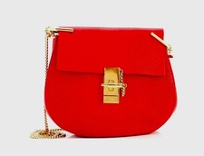 Authentic Chloe Drew Bag in Red Pebbled Leather with gold tone hardware picture
