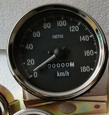 Classic Smiths 100mm mechanical speedometer replica Black 180 kmph clock wise picture