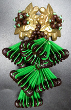 MIRIAM HASKELL BOOK PIECE Chocolate & Green Lampshade Pin Brooch picture